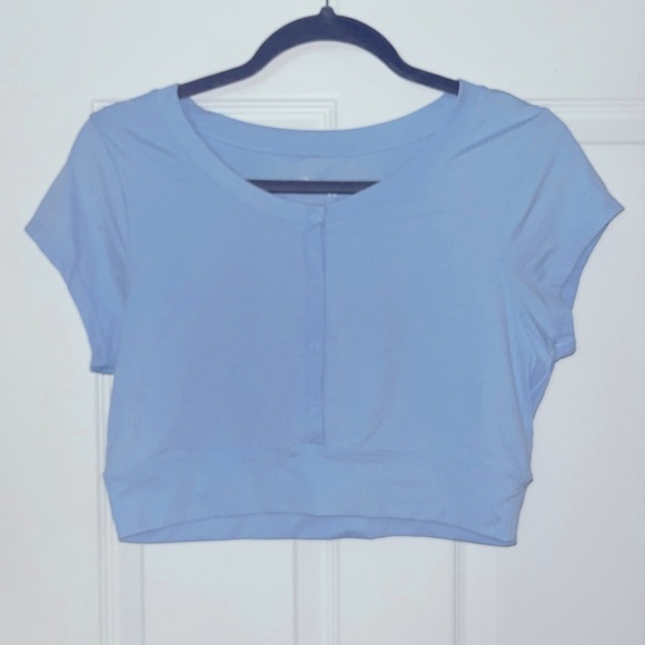 Aerie Sky Blue Women's Workout Crop Top Medium - Picture 1 of 3